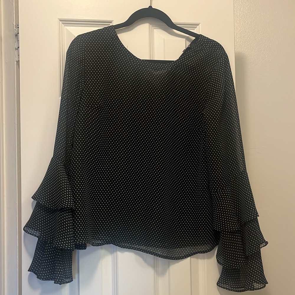 SugarLips black polka dot blouse